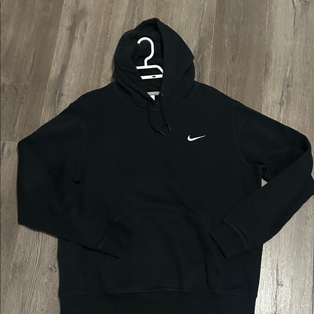 Nike Men's Black Hoodie with White Logo